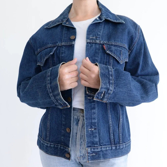 Vintage Levi's Dark Wash Denim Trucker Jean Jacket 40 - Picture 2 of 14